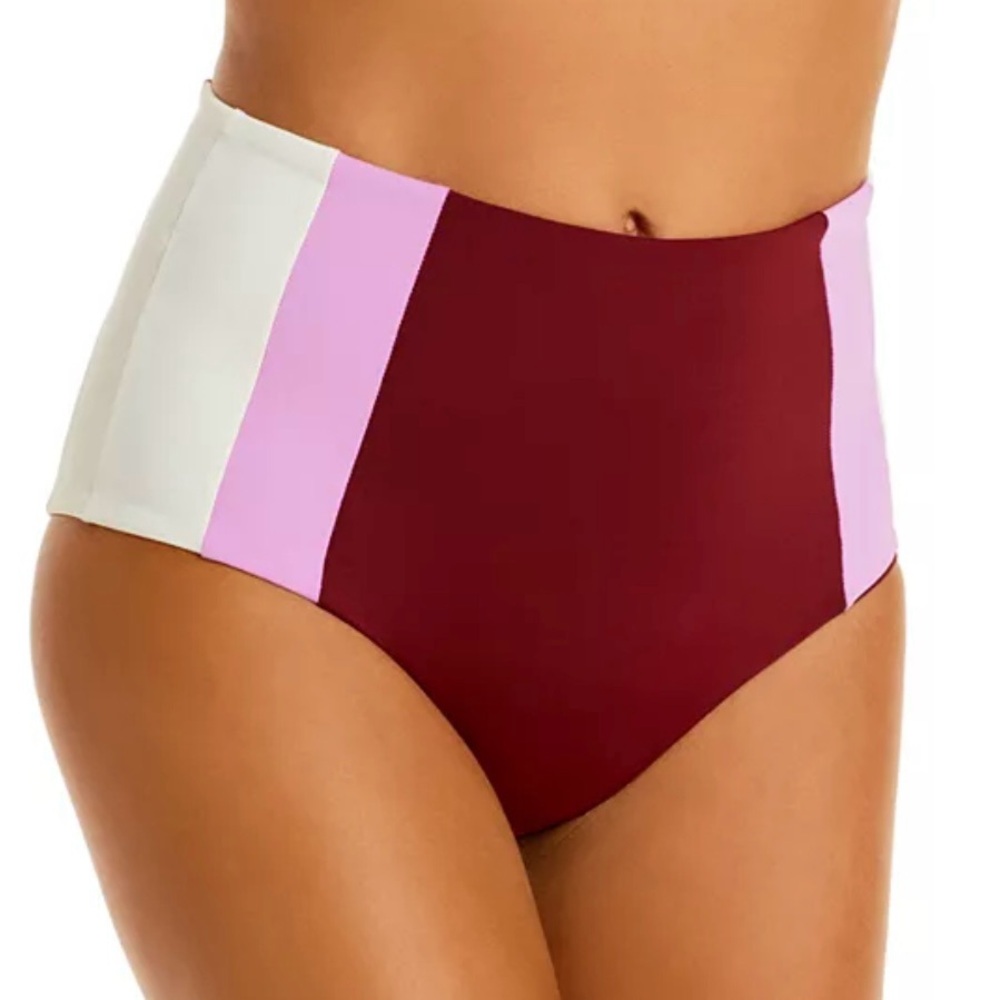 L*Space Portia High Waist Bikini Bottoms Colorblock Size M NWT